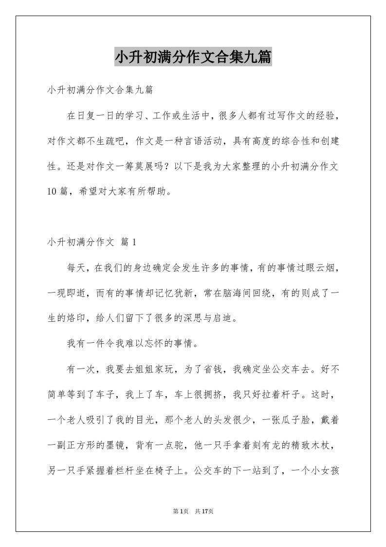 小升初满分作文合集九篇范文