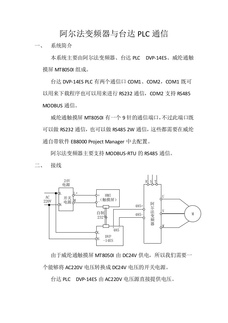 台达PLC与阿尔法变频器的通信