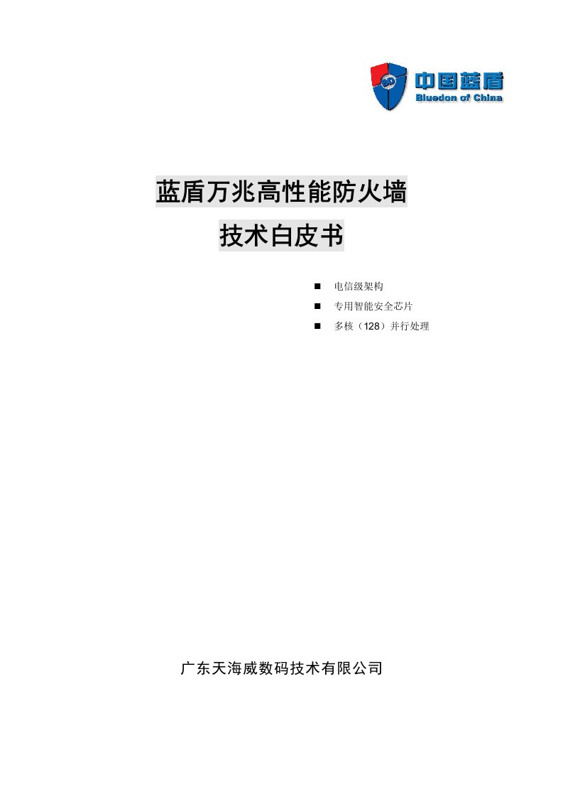 蓝盾高性能万兆防火墙技术白皮书