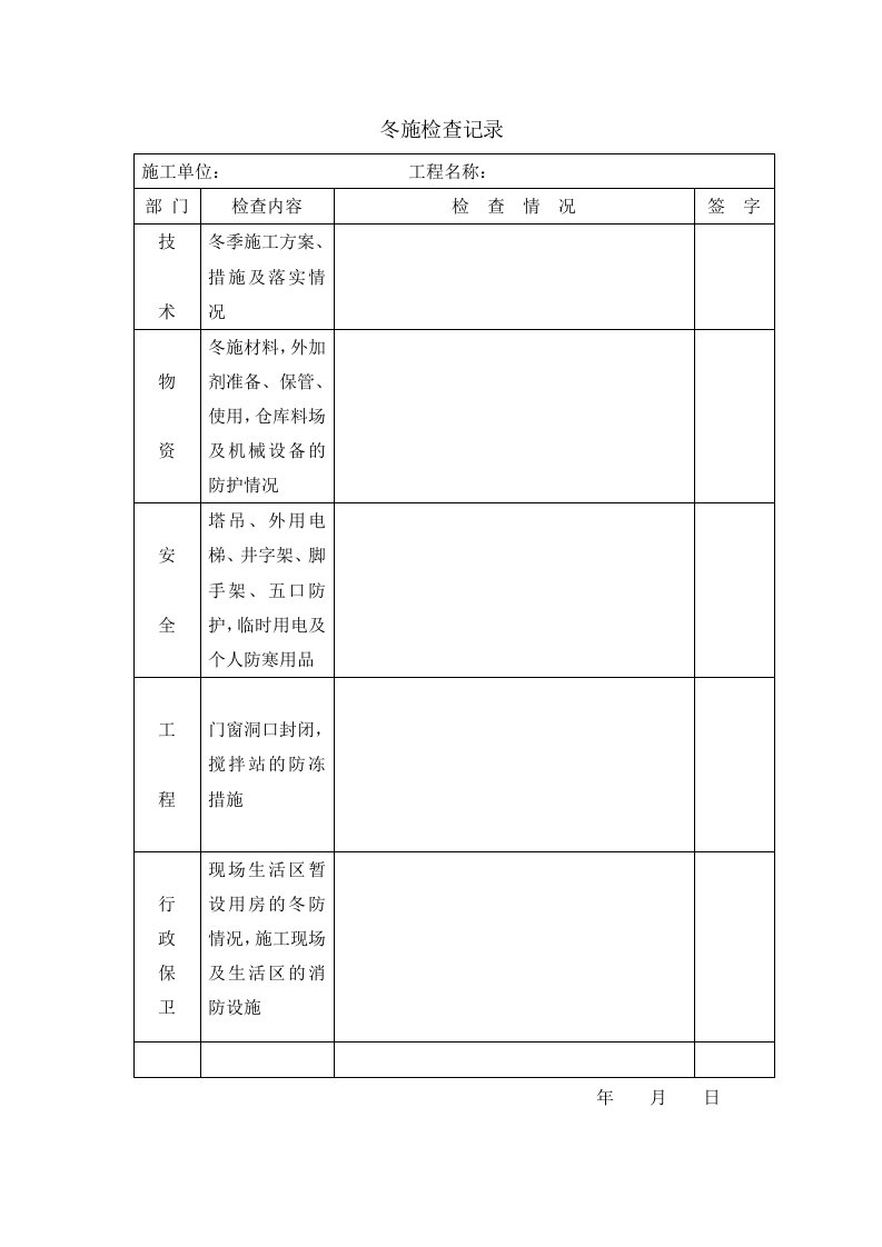 冬施检查记录