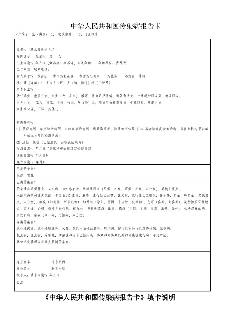 传染病报告卡模版(gai)终稿