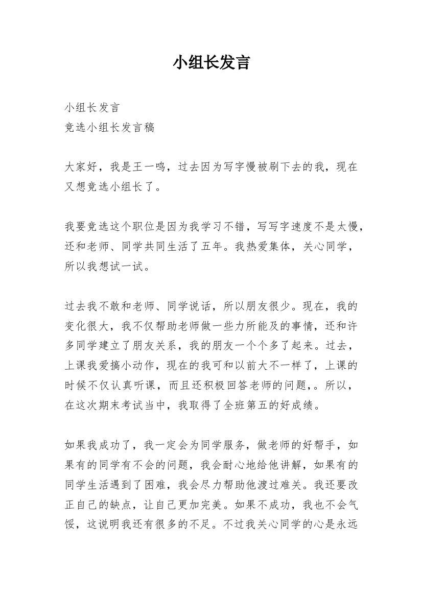 小组长发言