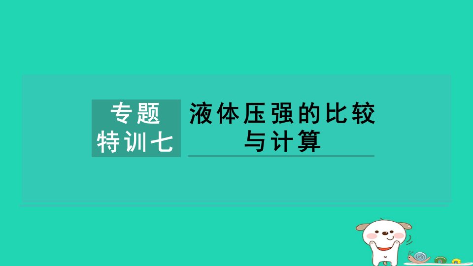 2024八年级物理下册第九章压强专题特训七液体压强的比较与计算课件新版教科版