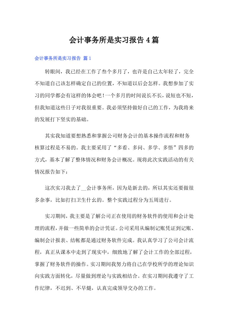 会计事务所是实习报告4篇