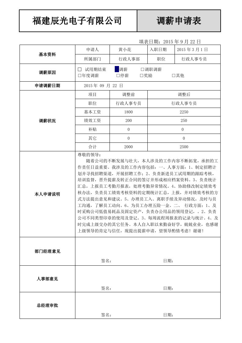 调薪申请表格(1)