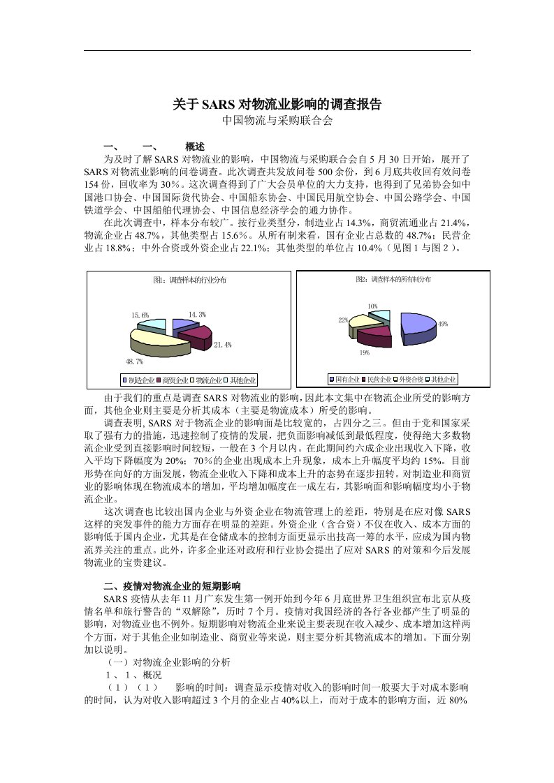 【管理精品】关于SARS对物流业影响的调查报