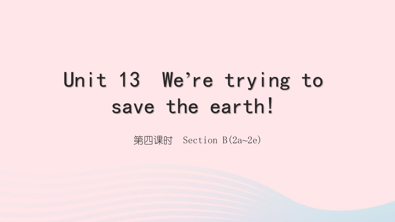 2022九年级英语全册Unit13We'retryingtosavetheearth第四课时SectionB2a_2e习题课件新版人教新目标版