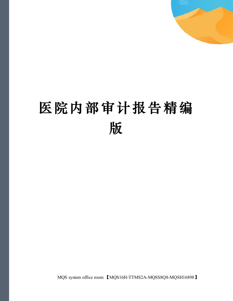 医院内部审计报告精编版