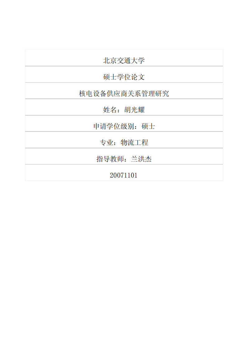 核电设备供应商关系管理研究