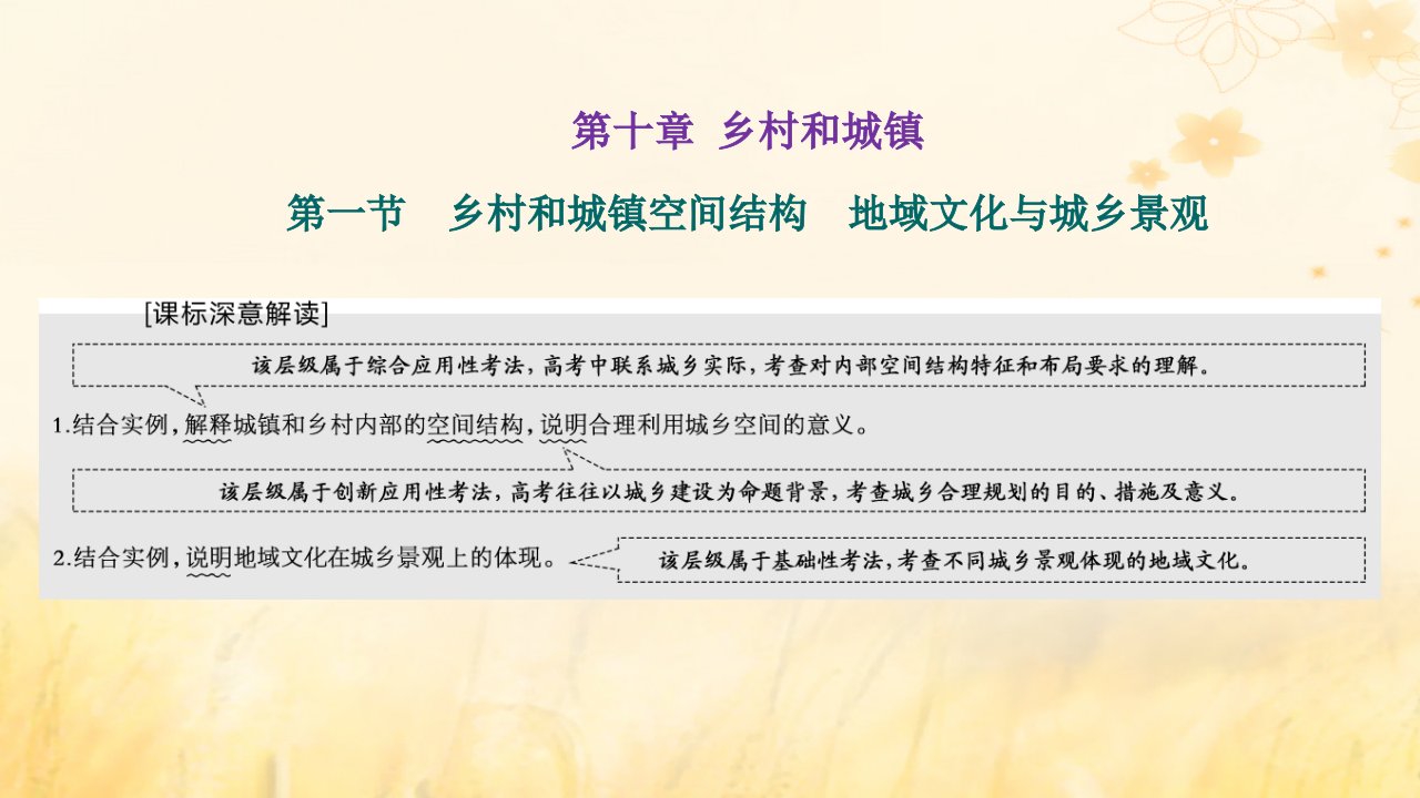 新课标2023版高考地理一轮总复习第十章乡村和城镇第一节乡村和城镇空间结构地域文化与城乡景观课件