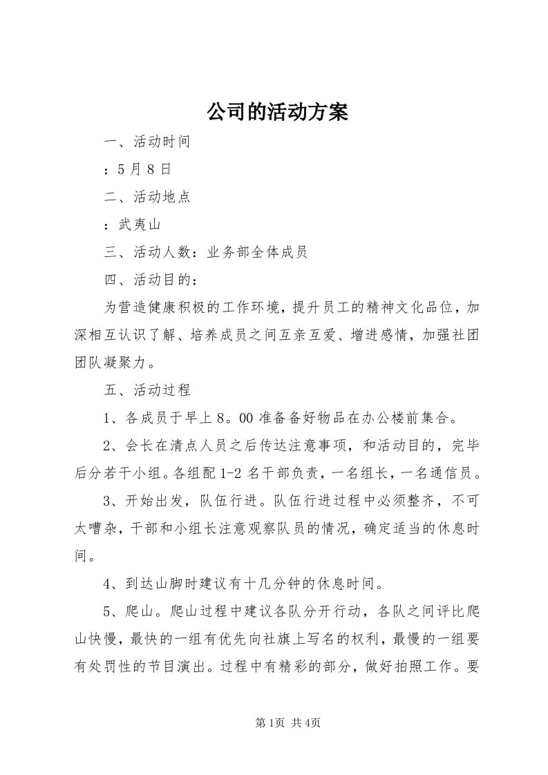 公司的活动方案