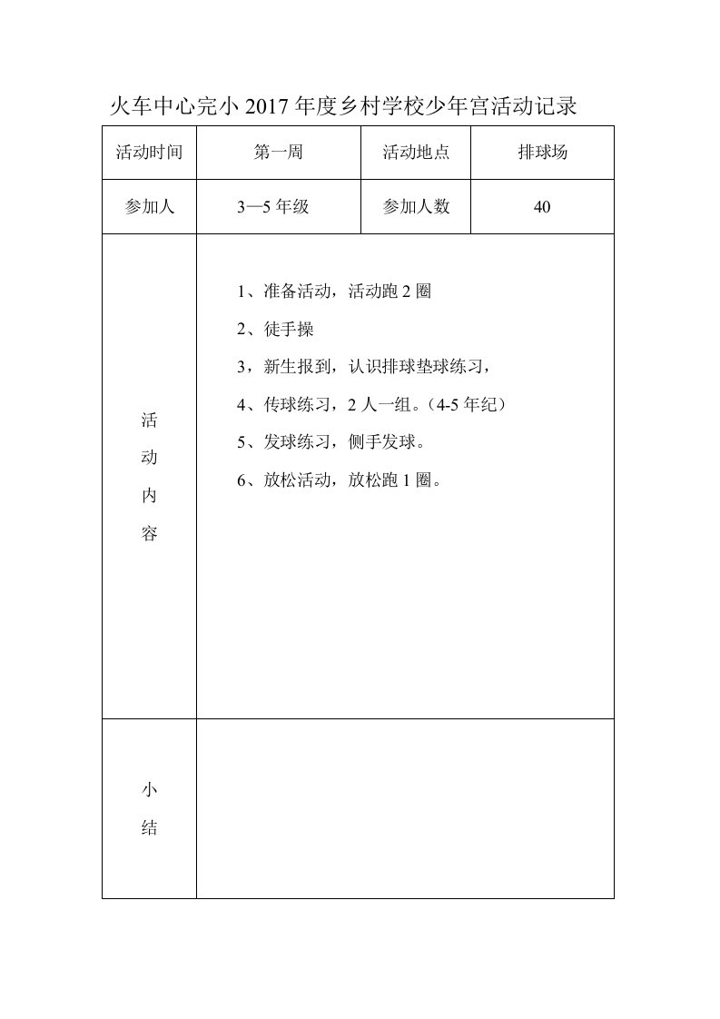 2017年度少年宫排球班活动记录