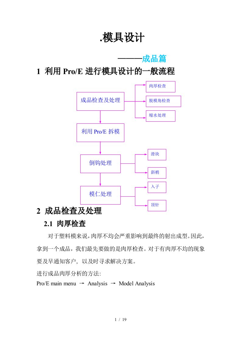 Proe模具设计简介