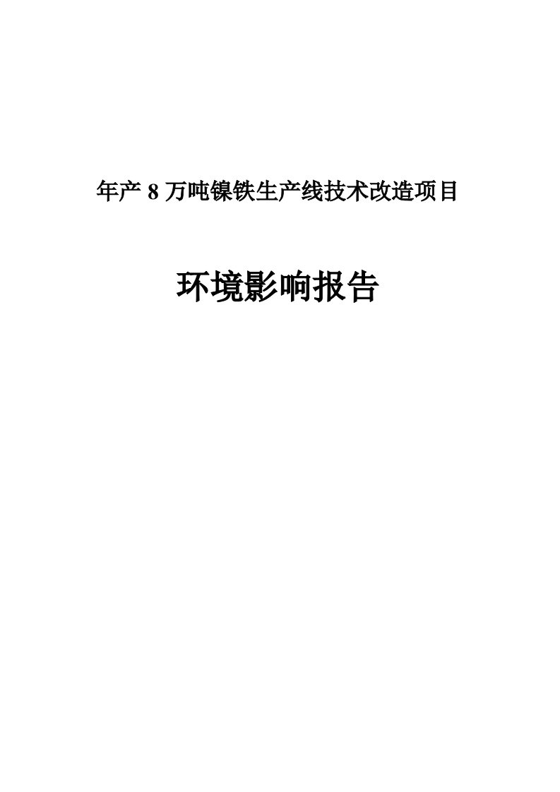 年产8万吨镍铁生产线技术改造项目环境影响报告