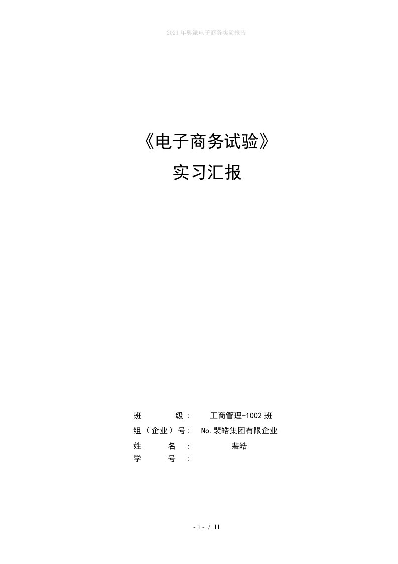 2022年奥派电子商务实验报告