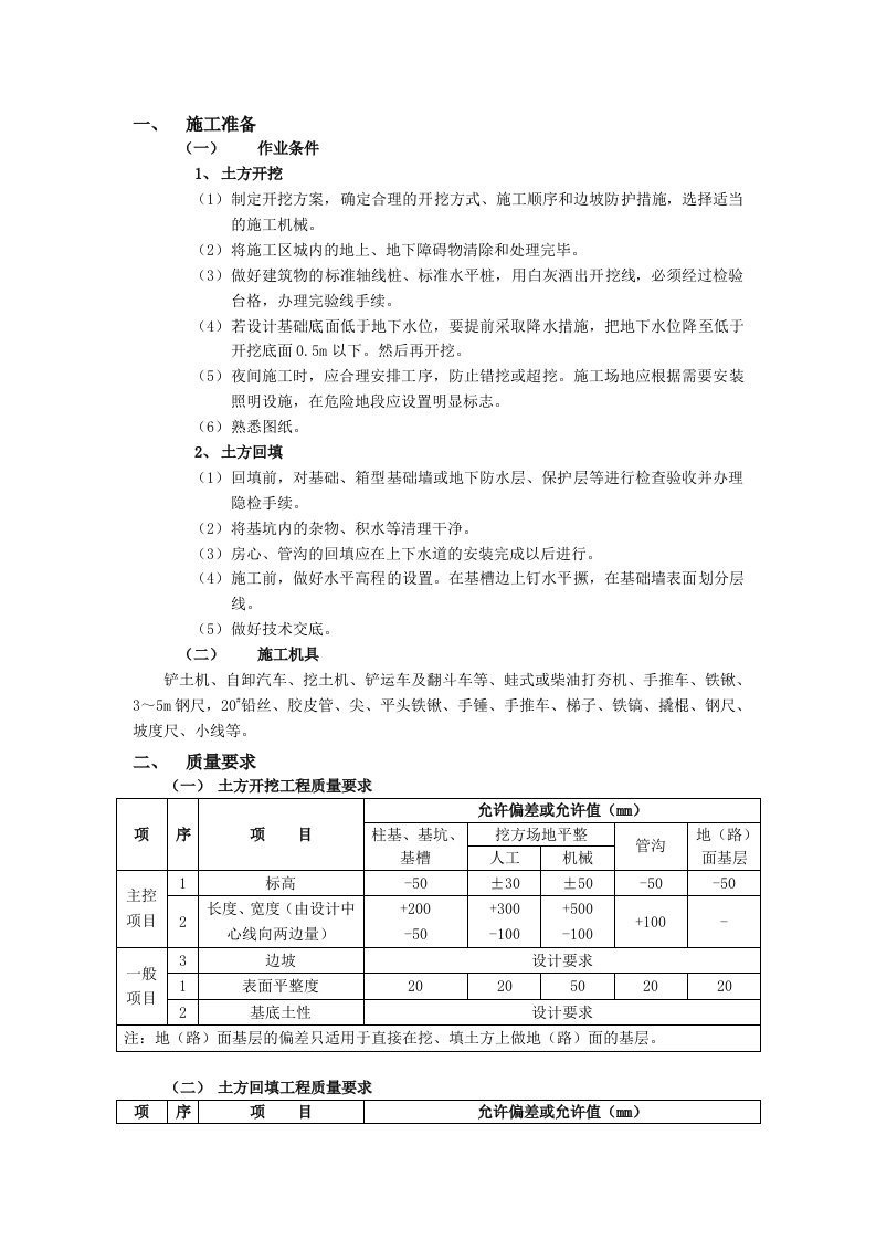 土方开挖与土方回填技术交底