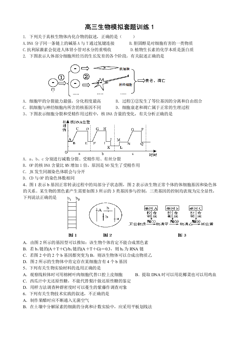 广东高三生物模拟套题训练110