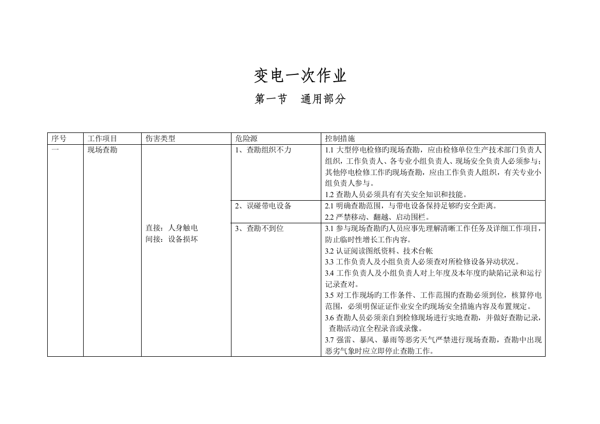 供电企业现场作业危险源辨识手册变电检修部分