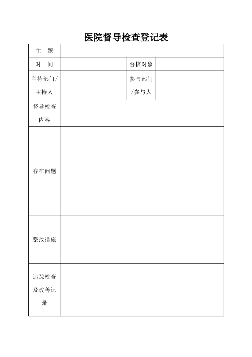 医院督导检查记录表