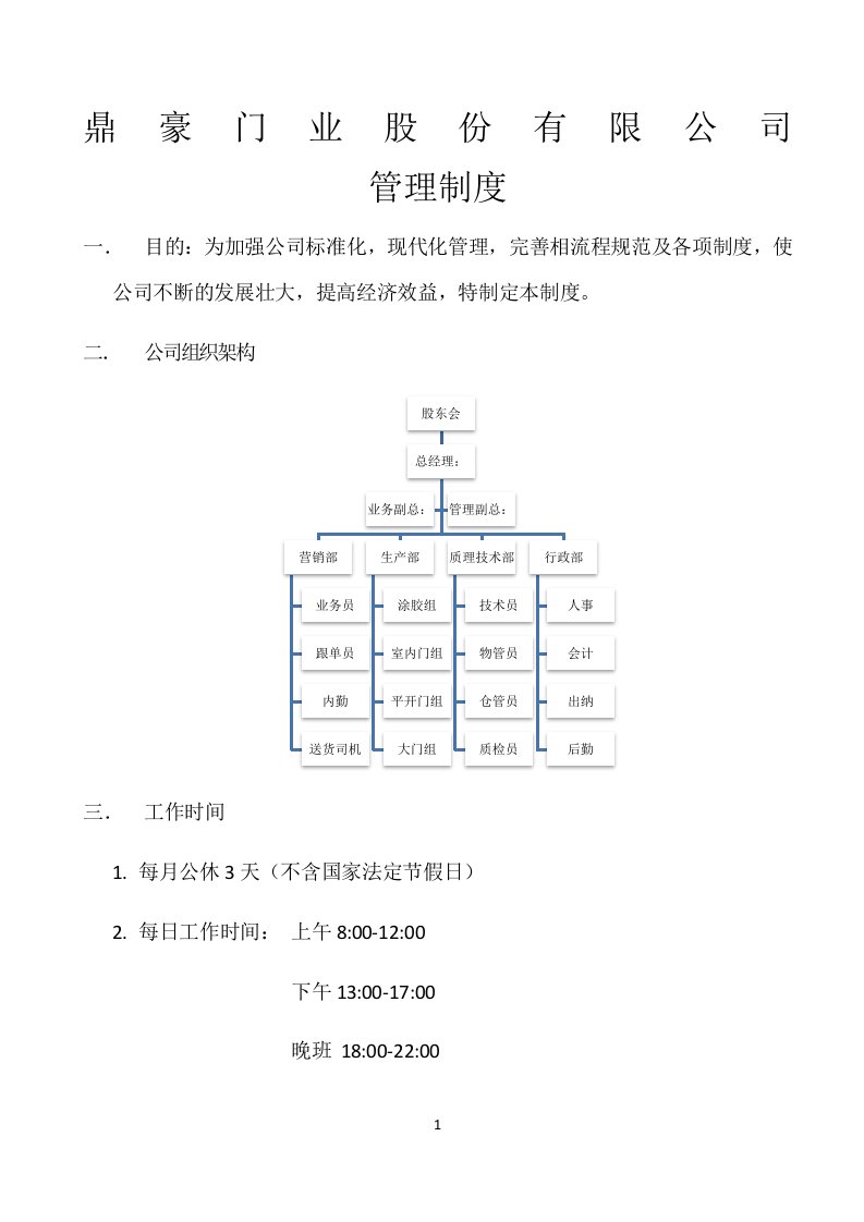 门业厂管理制度