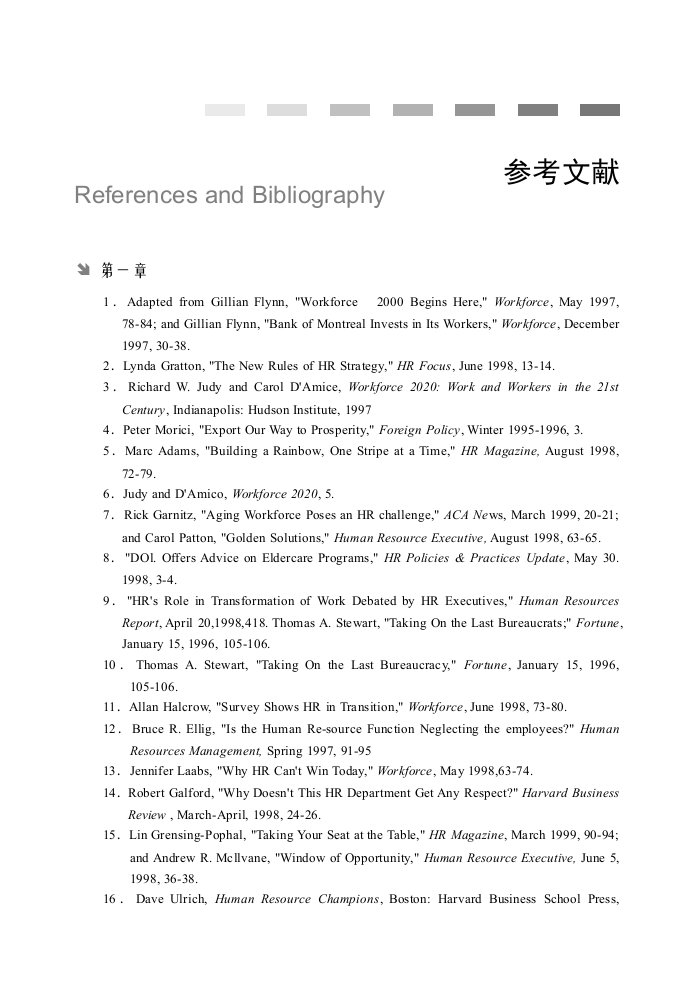 人力资源管理参考文献(英文)