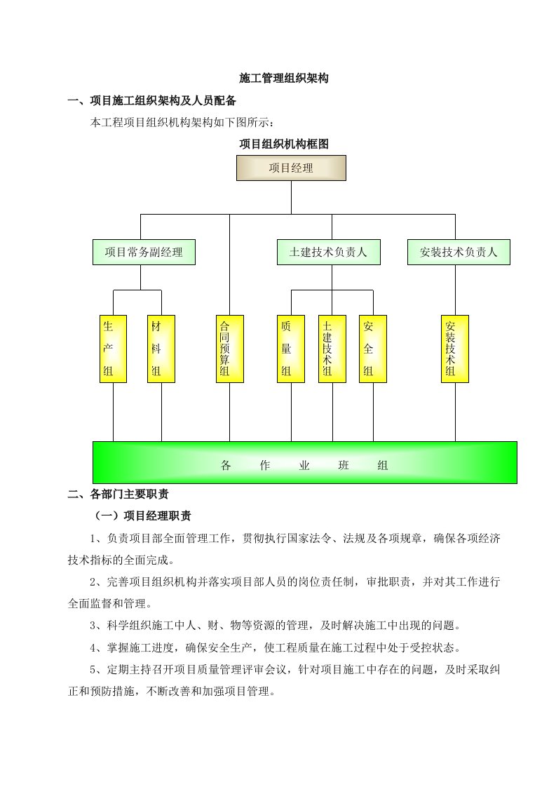 施工组织管理架构