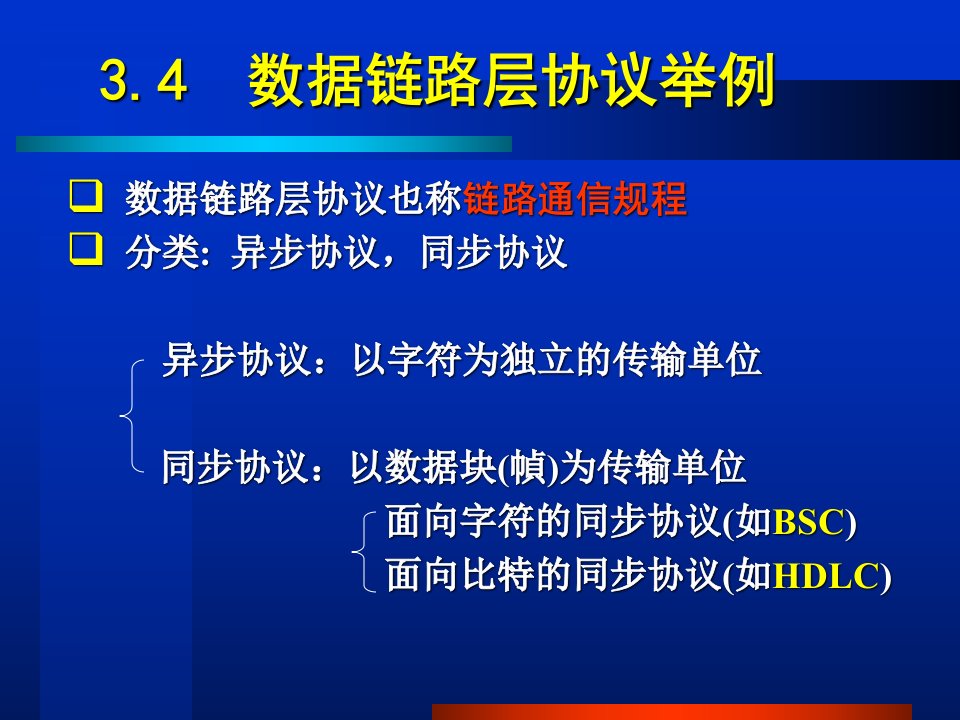 数据链路层协议也称链路通信规程分类异步协议,同步协议