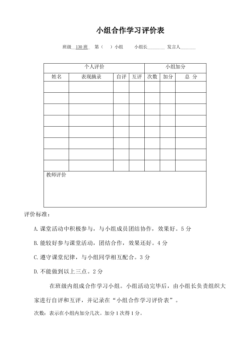 小组合作学习评价表[1]