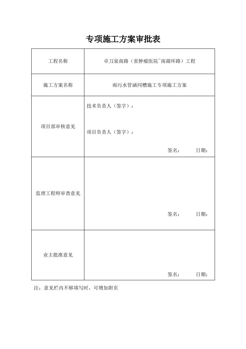 城市道路工程雨污水管涵同槽施工专项施工方案