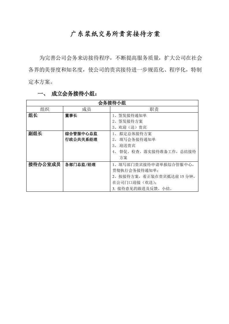 贵宾接待实施方案、流程(新)