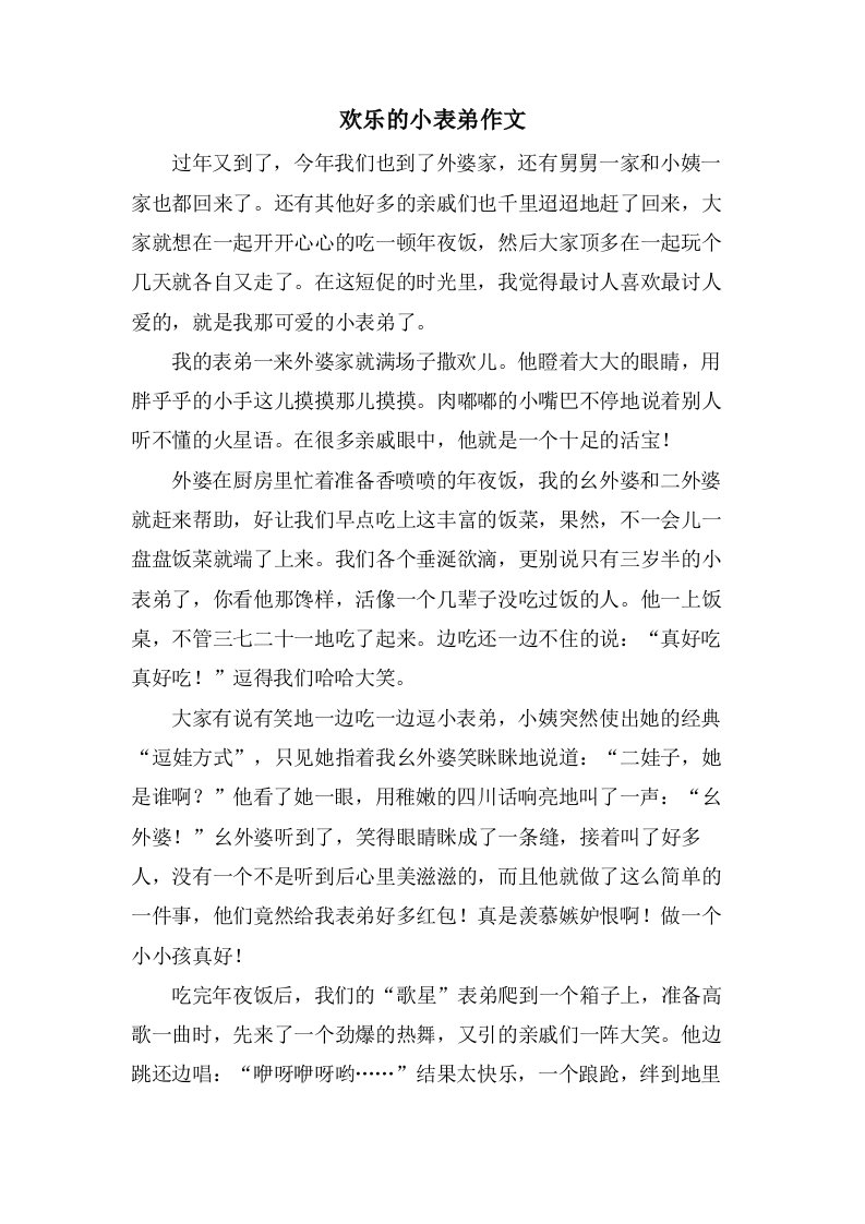 欢乐的小表弟作文