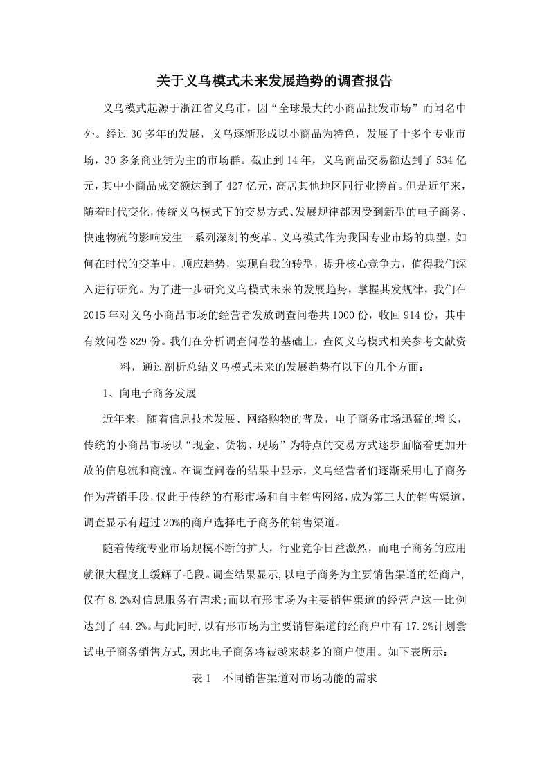 关于义乌模式未来发展趋势的调查报告