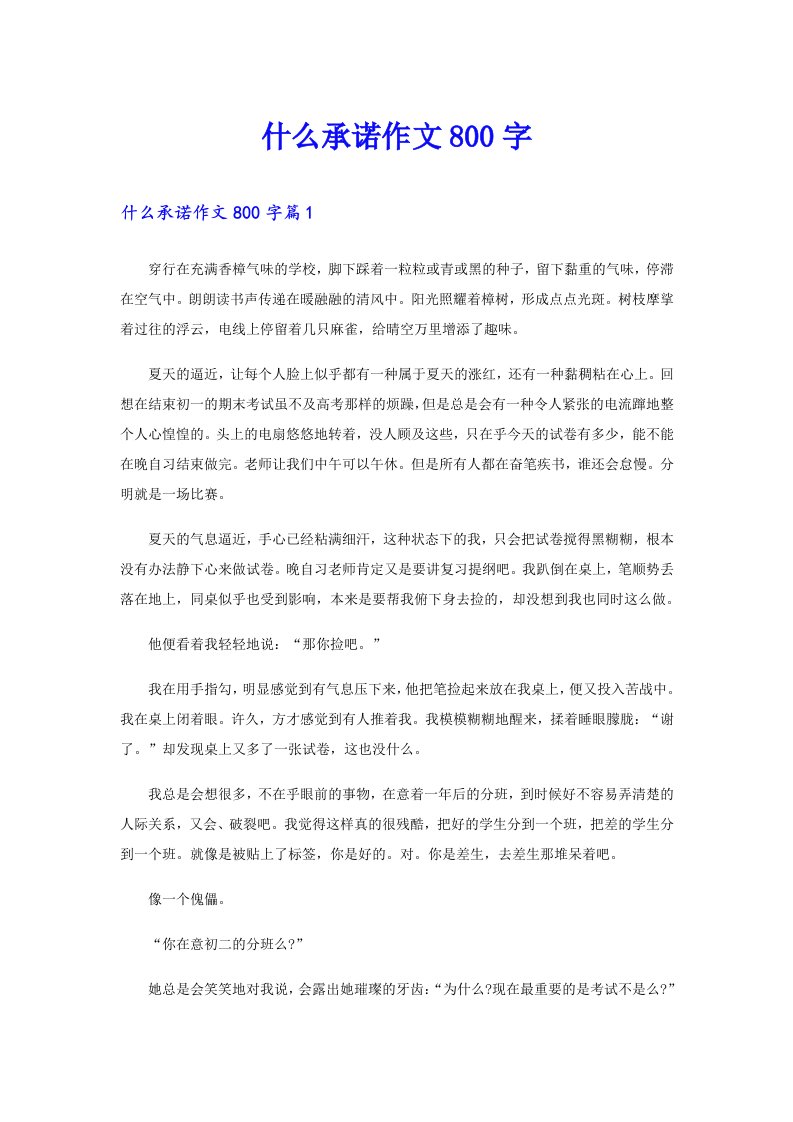 什么承诺作文800字