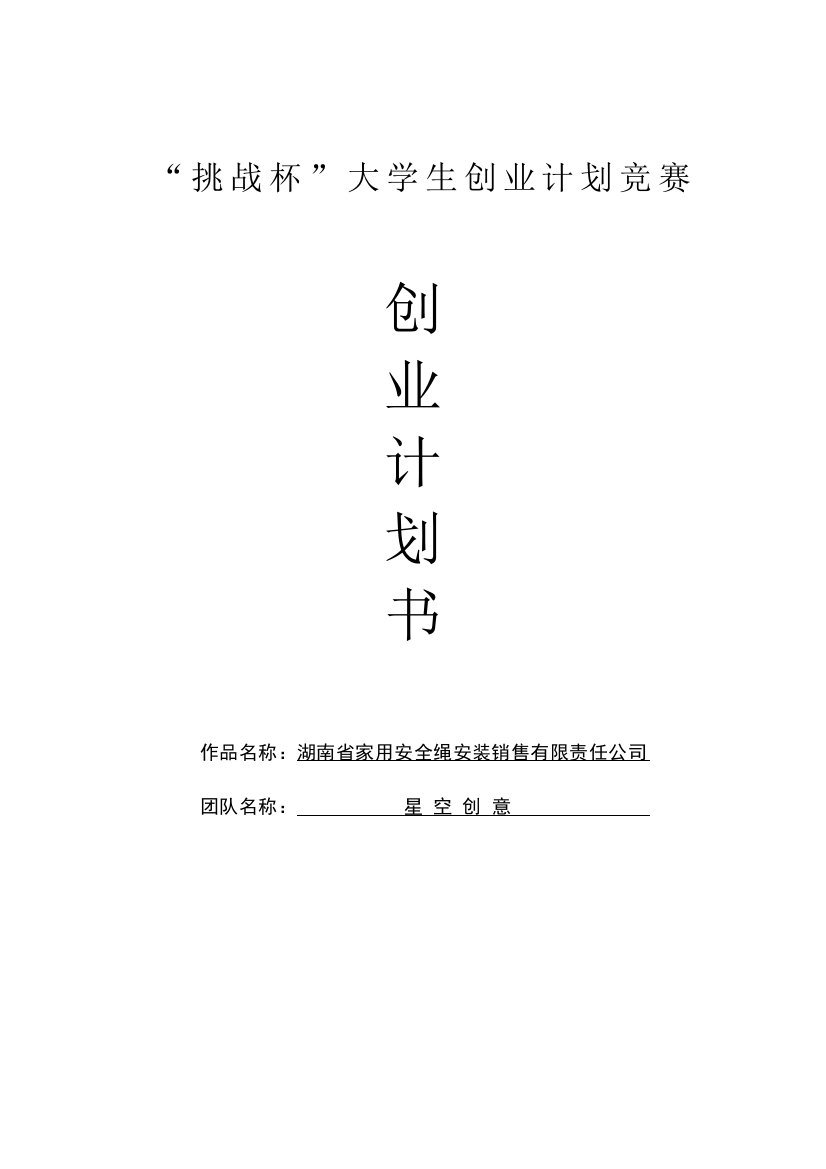 家用安全绳安装销售有限责任公司可行性研究报告