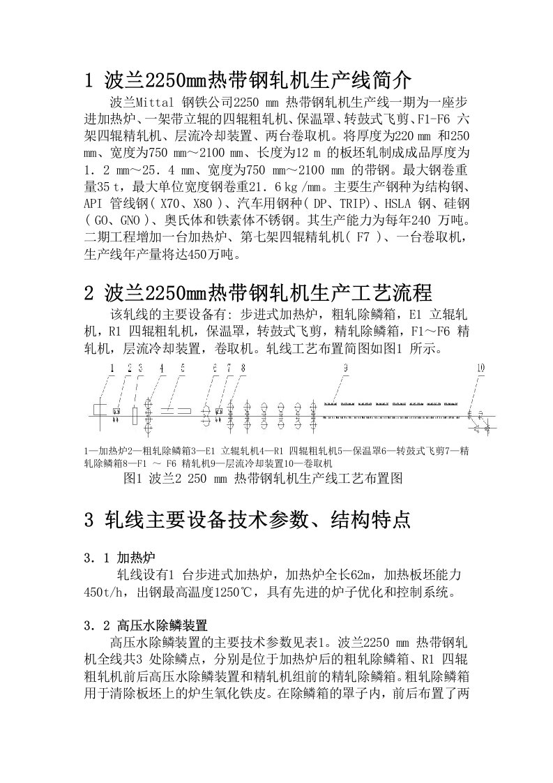 波兰2250mm热带钢轧机生产线简介