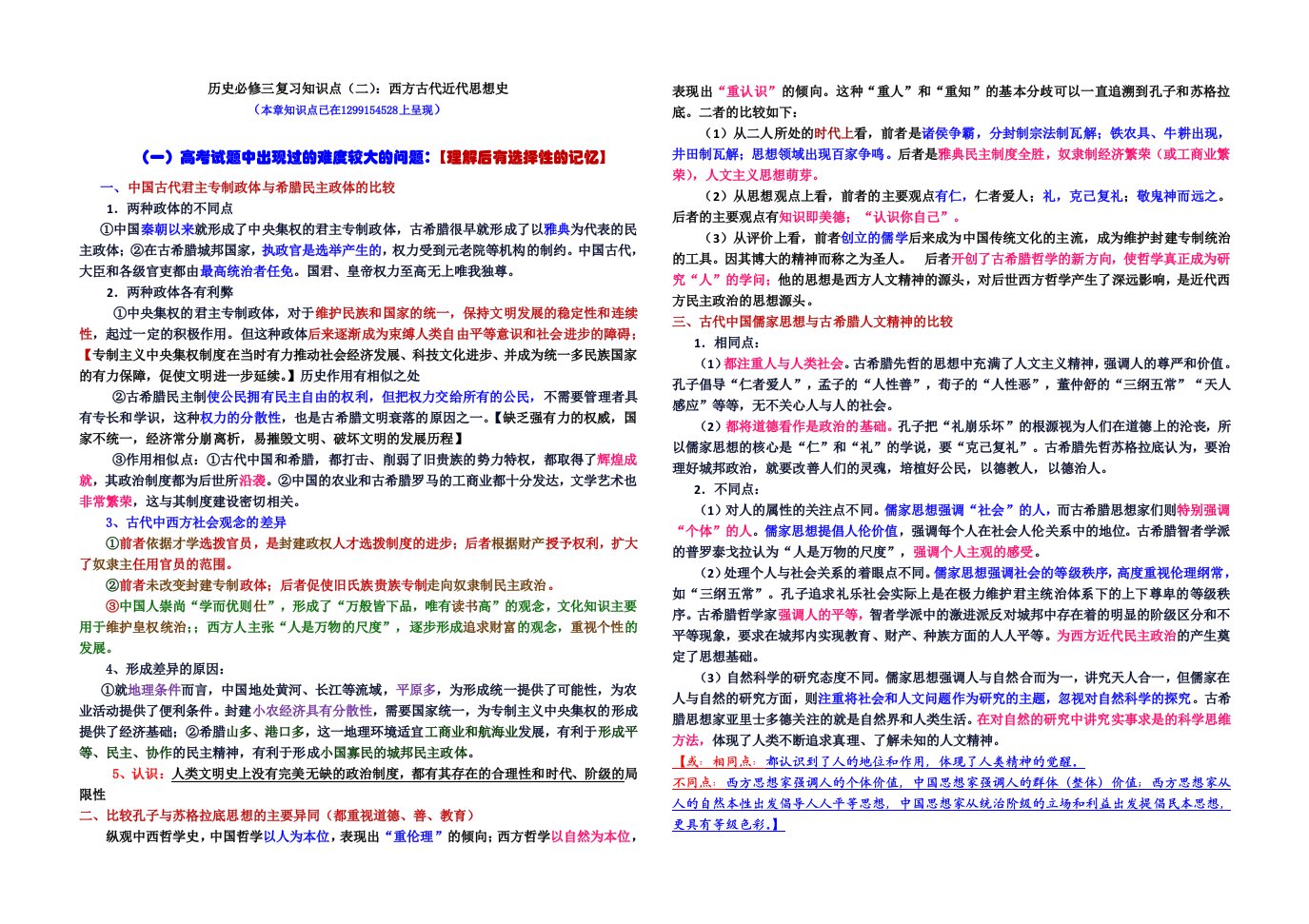 高考历史必修三第二四单元