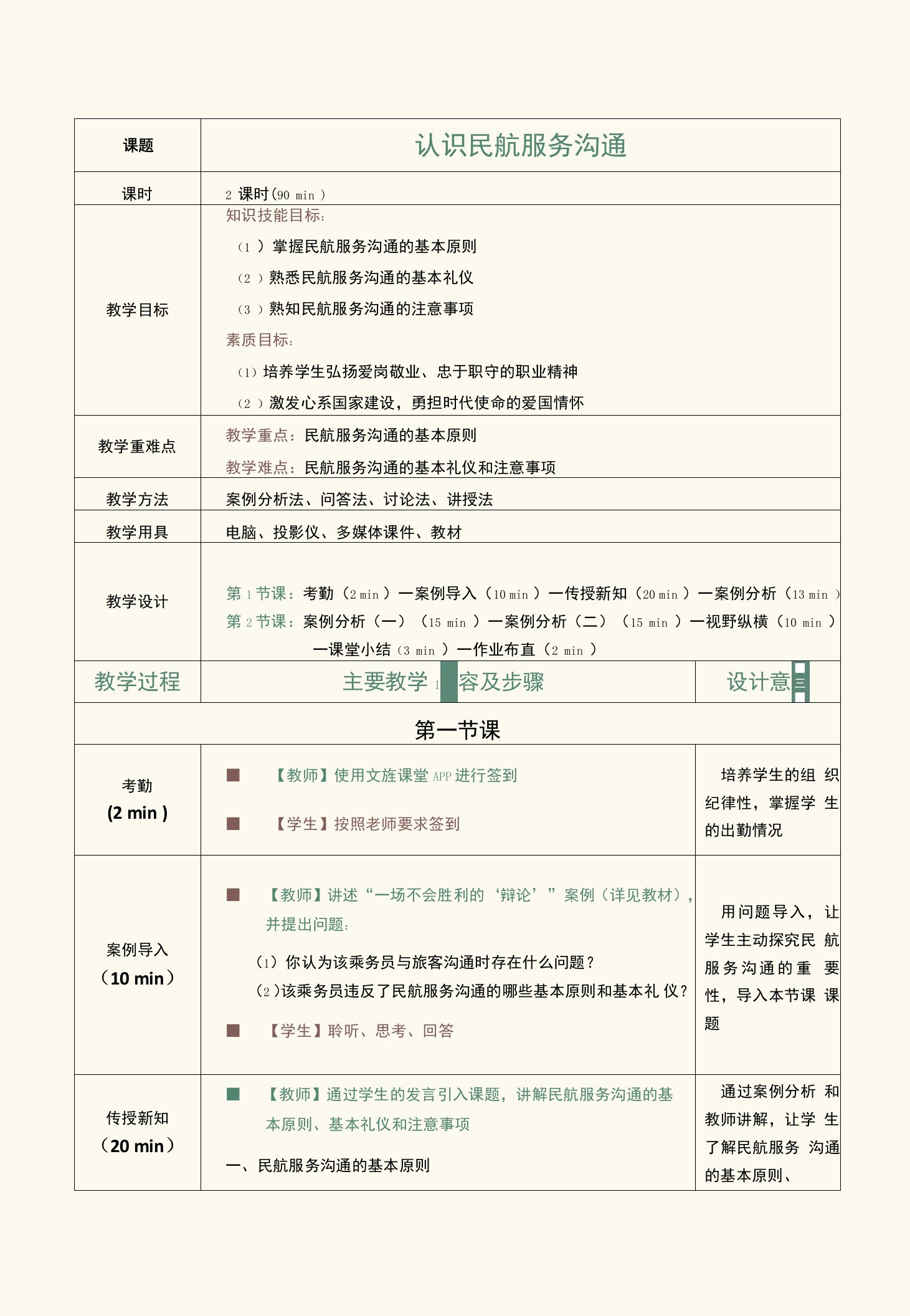 《民航服务沟通技巧（第2版）》王建辉）教案