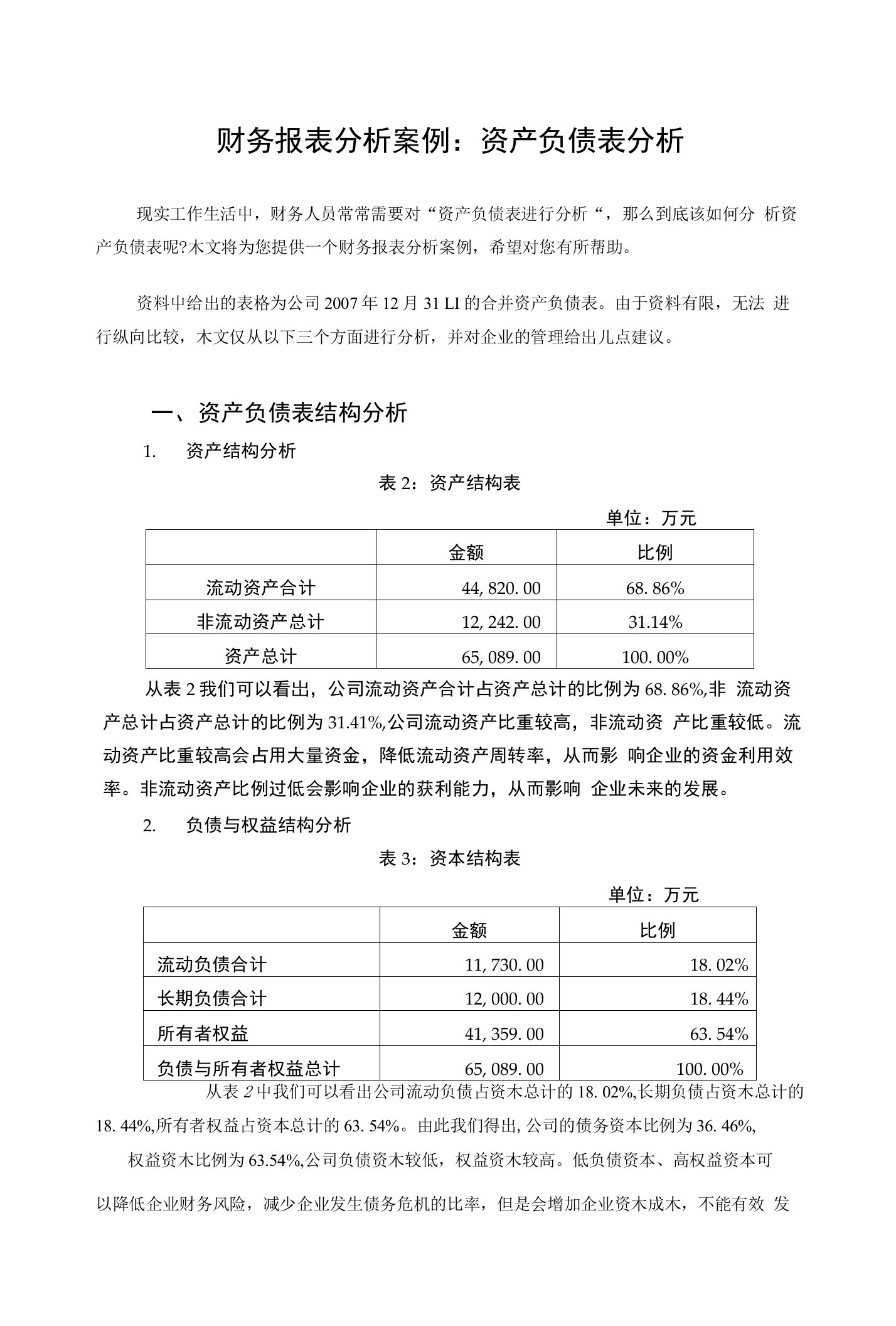 财务报表分析案例：资产负债表分析