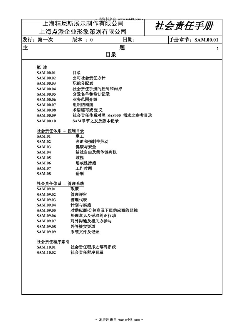 《点派策划精尼斯展示制作公司SA8000社会责任手册》(35页)-质量手册