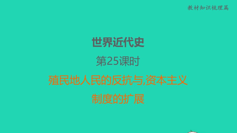 福建省2022年中考历史世界近代史第25课时殖民地人民的反抗与资本主义制度的扩展课堂讲本课件