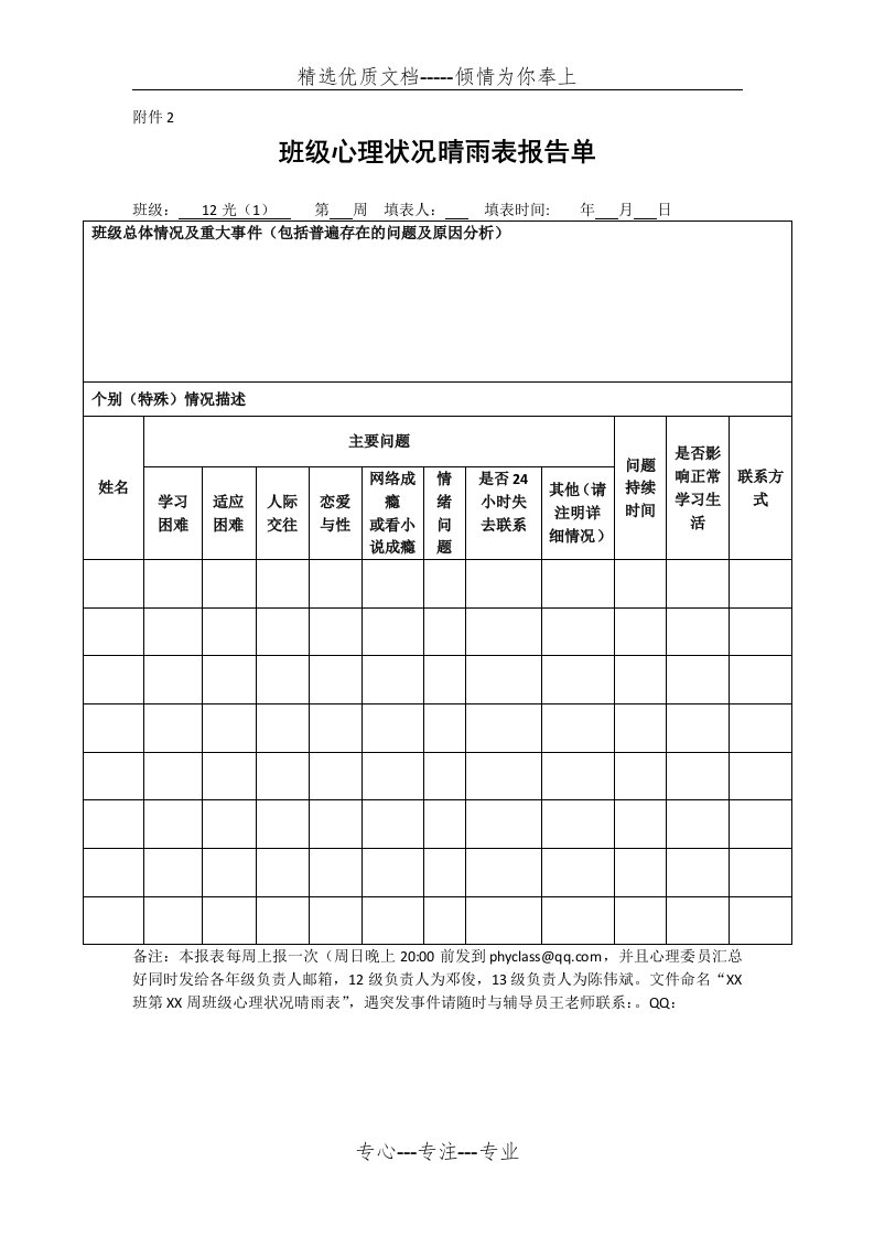 班级心情晴雨表(共1页)