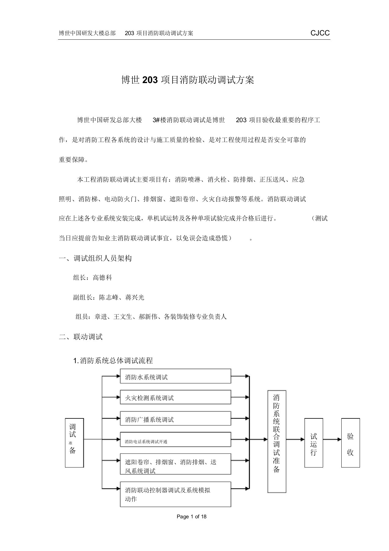 消防联动调试方案