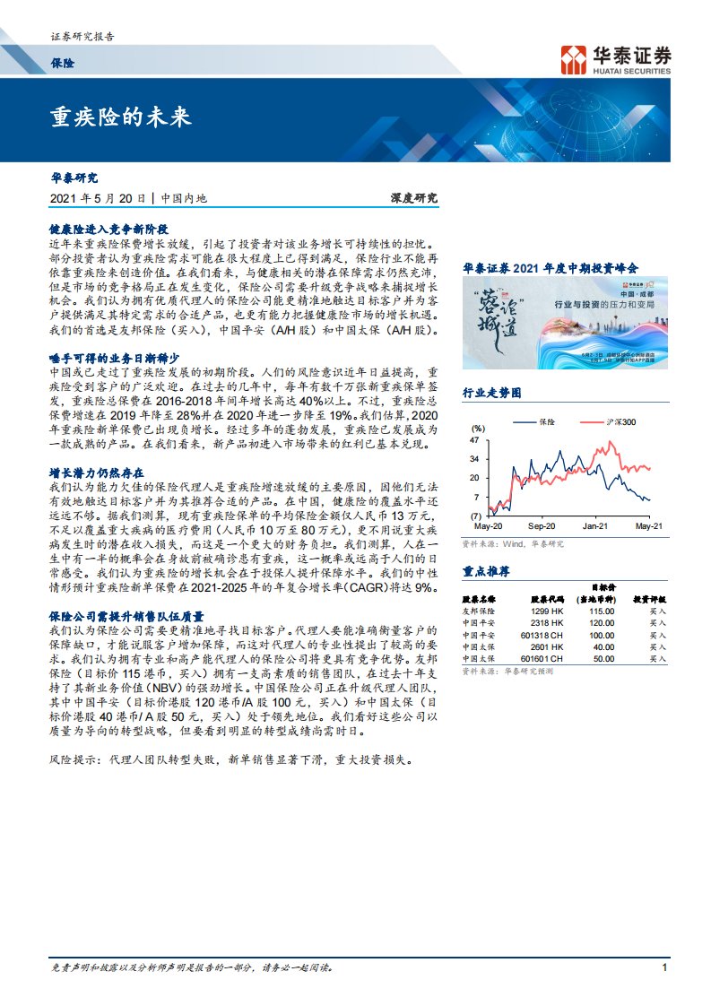 保险行业：重疾险的未来-20210520-华泰正式版