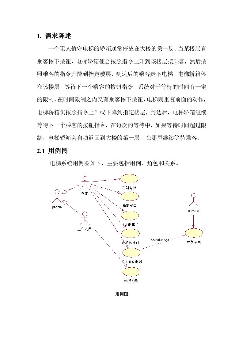 UML电梯系统建模