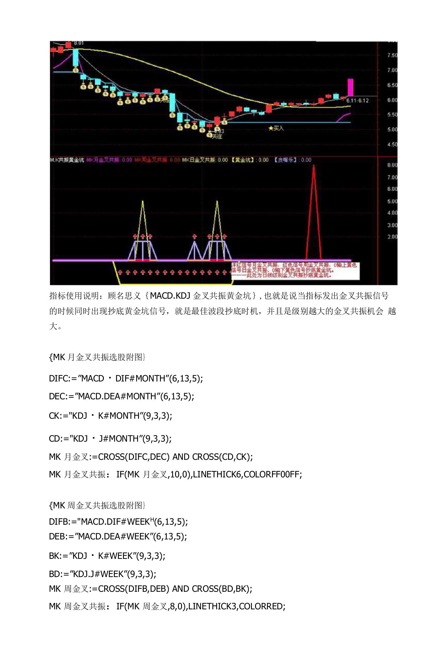 波段抄底的好指标-M.K共振黄金坑通达信指标公式源码