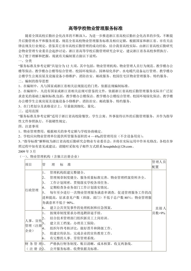 《学校物业管理标准》word版