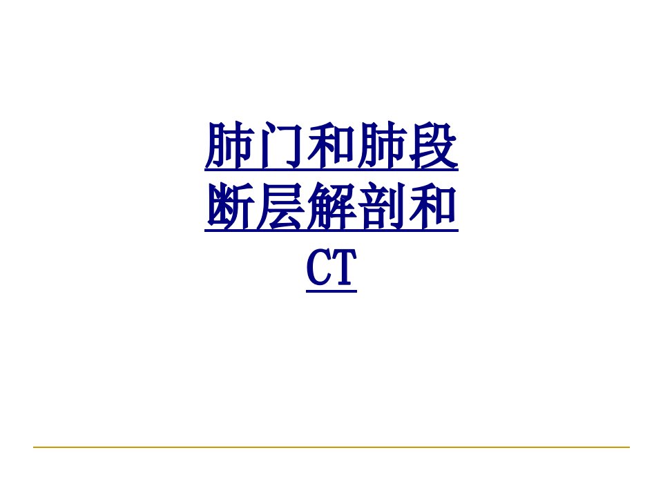 肺门和肺段断层解剖和CT经典讲义