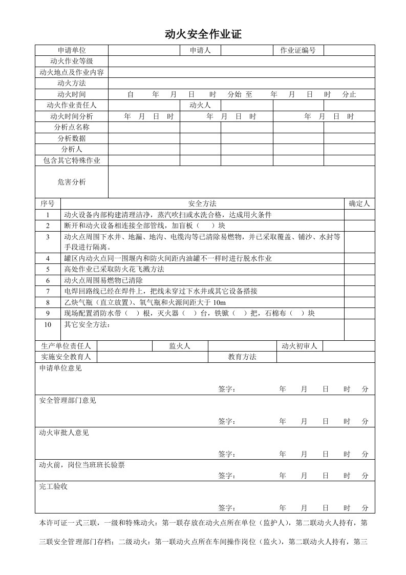 八大作业票证GB30871样稿