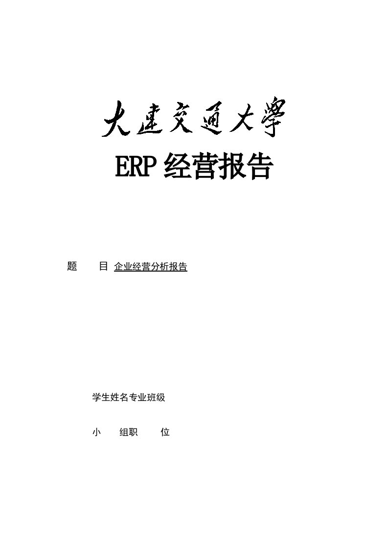 ERP企业经营分析报告模版