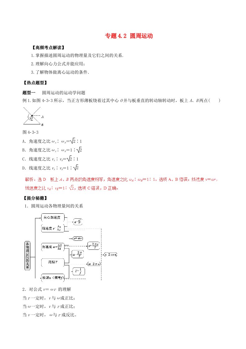 高考物理专题复习圆周运动